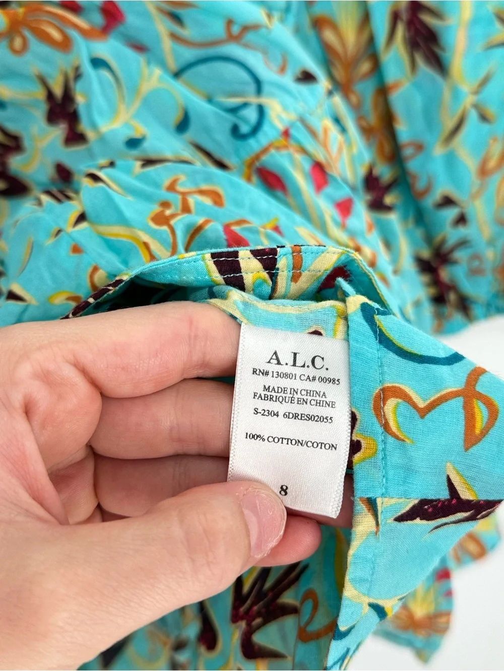 A.L.C. Sally Dress Grotto Multi Teal Paisley 8 - Picture 8 of 11